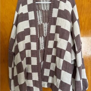 Checkered Knit Sweater - Brown and Cream